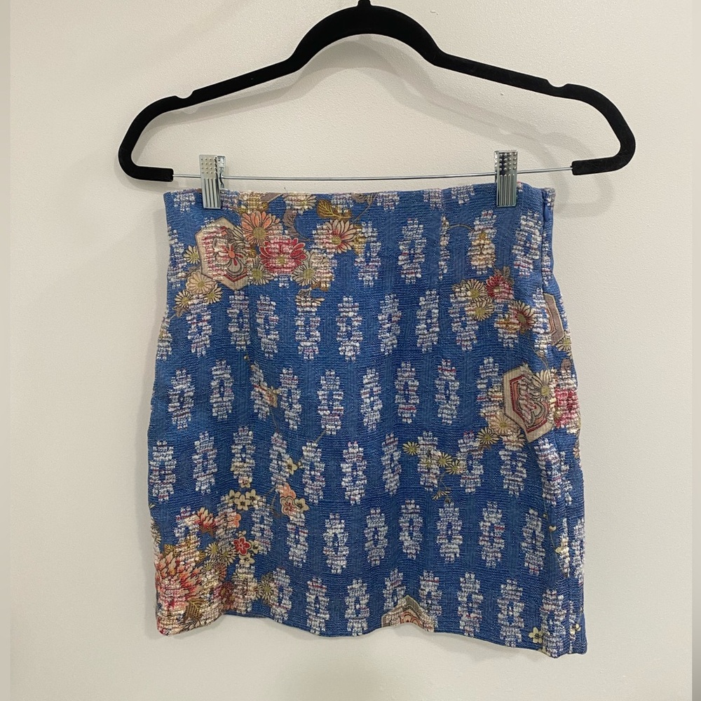 Zara Floral Blue Skirt Mini Skirt